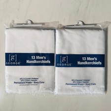 Handkerchiefs 2 Sets of 13 Sealed George 100 Cotton White, 26 In All