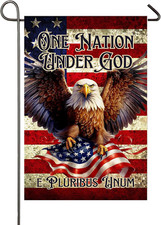 Patriotic 4Th of July Garden Flag 12X18 Inch Double Sided outside One Nation und