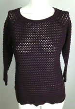 ANN TAYLOR LOFT Women's Sweater Medium Purple Crochet M