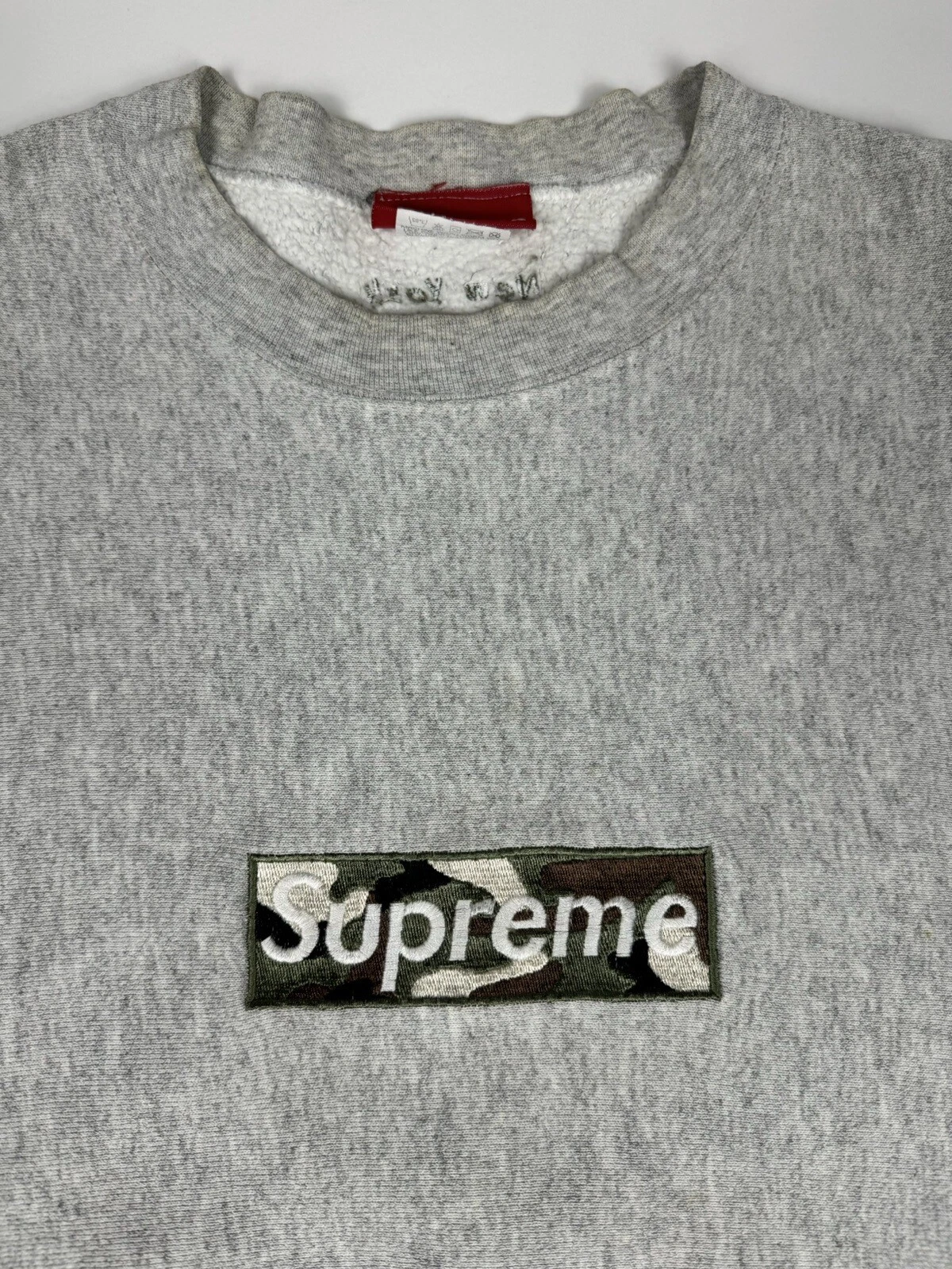 Supreme 1995 1er anniversaire boîte de camouflage logo crewneck