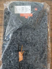 NWT 89.50 TALLIA Men CHARCOAL BLACK  LONG-SLEEVE DRESS SHIRT LARGE-STRETCH