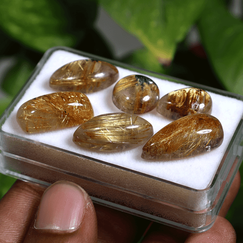 Venas doradas ~ 6 piezas piedras preciosas cabujón de cuarzo rutilado natural AA+ grado 12-21 mm - Imagen 3 de 14