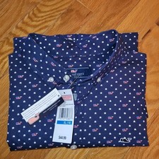 Vineyard Vines Youth Boys Button Down USA Flag Whale Stars Shirt Size XL (18)