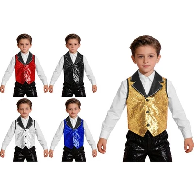 Kinder Jungen Mädchen Weste Leistung Jacke Fasching Tops Oberbekleidung Mode - Bild 1 von 4
