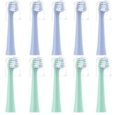 CILGEWH Replacement Toothbrush Heads 10 10 Count (Pack of 1), 5 Blue+5 Green 