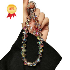 Sparkling Crystal Beaded Phone Wrist Strap - Cell Lanyard short, Multi