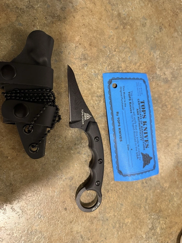 TOPS Cuchillos Poker Hoja Fija Cuello Cuchillo EDC Foto 2 de 3