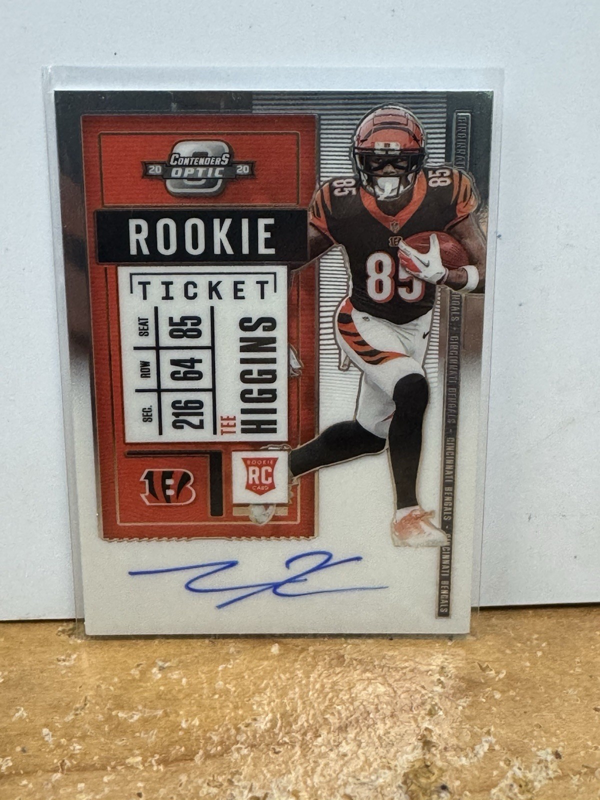 2020 Optic Contenders Tee Higgins #113 Holo Silver Prizm Rookie Ticket Auto RC