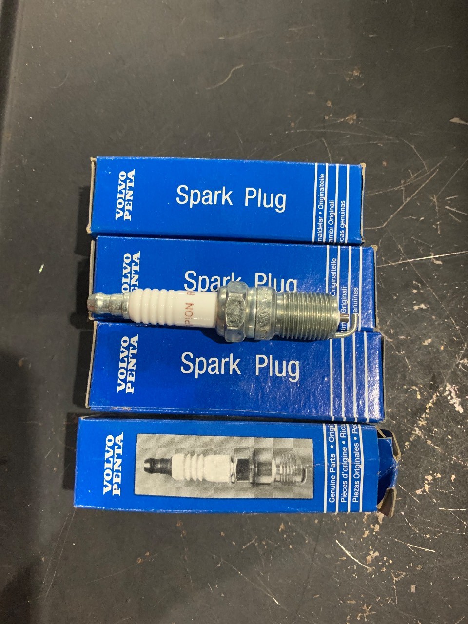 Volvo Penta 3851857 Spark Plug Kit - Genuine OEM - New Old Stock Lot of 4 Boxes