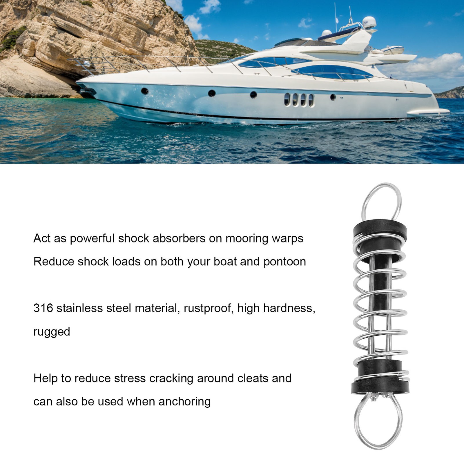 5 X 300mm Stainless Steel Shock Absorbing Mooring Springs For Boats Trending
