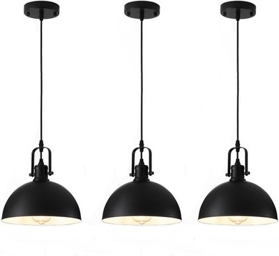 Set Of 2 Modern Matte Black Dome Pend...