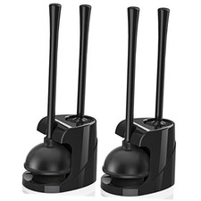 Toilet Plunger and Brush, Bowl Brush and Heavy Duty Toilet Plunger Set Black