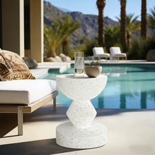 Hourglass Aesthetics Outdoor Side Table Concrete End Tables Garden Stool Decor