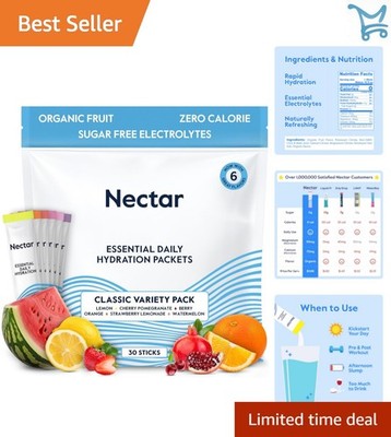 Hydration Packets Organic Electrolytes Powder 30 Servings Sugar Free Rehydration