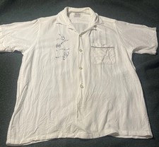 Palm Springs By Elton Vintage 50s Loopneck Embroidered Shirt M Rockabilly