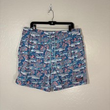 Vineyard Vines Swim Trunks Mens XL Coral Fish Print Bathing Shorts Board