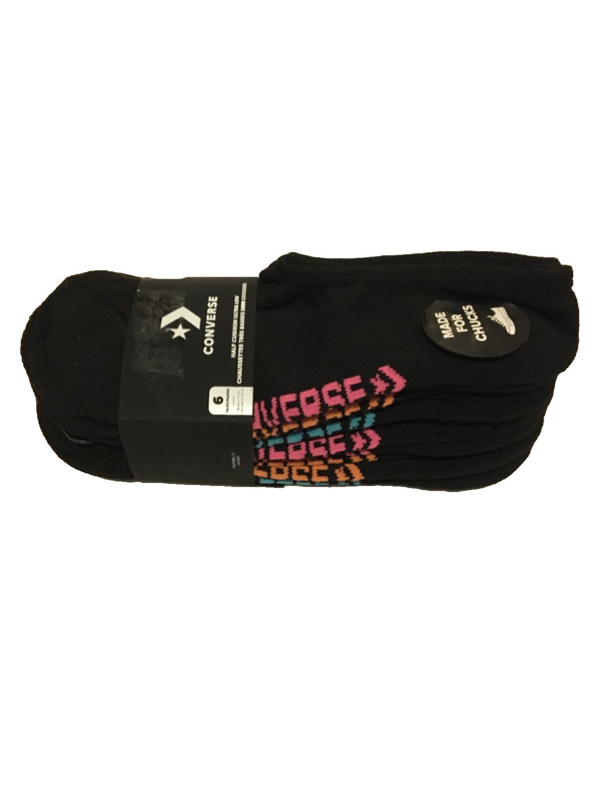 CONVERSE Half Cushion Ultra Low Made For Chucks 6 Pk Socks Women's Size 4-10 NEW