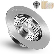 Upgraded 3 in 1 Kitchen Sink Drain Strainer  Stopper 304 Stainless Steel Pop