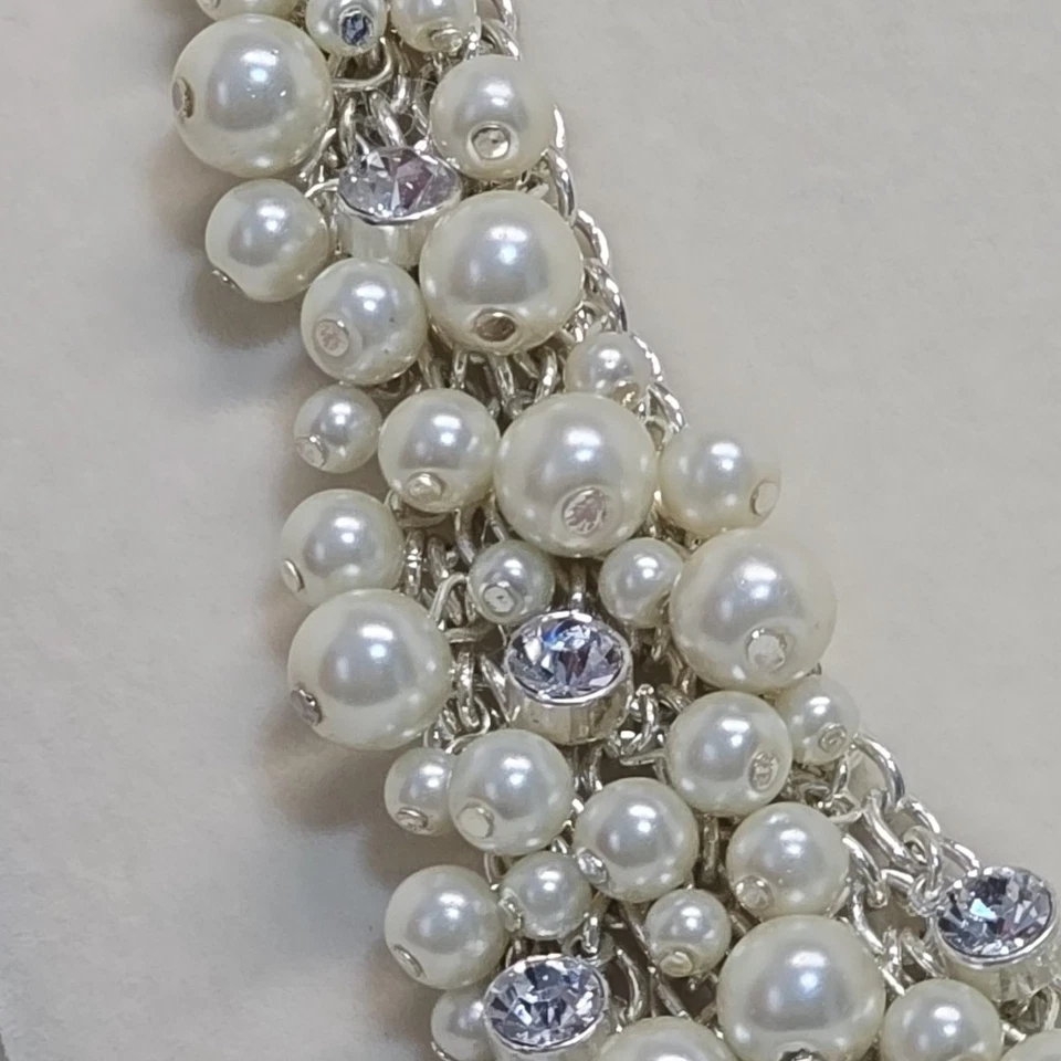 Charter Club 人造珍珠和水钻簇围兜项圈项链公主闪亮 — 第 4/4 张图片