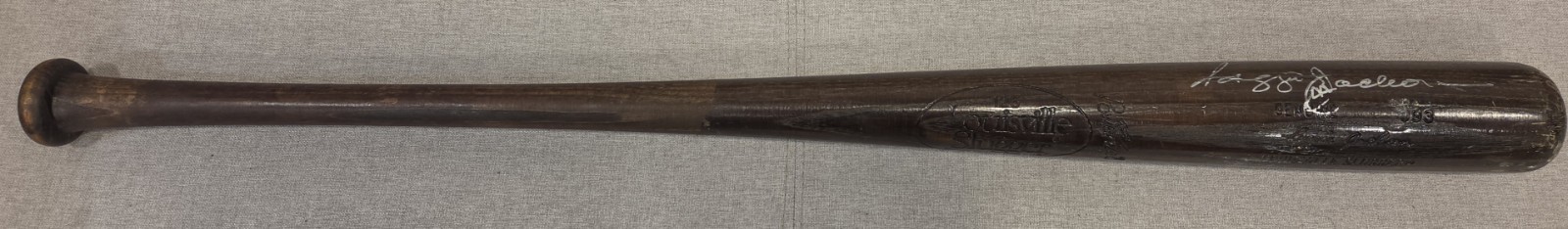1986 Reggie Jackson Signed Auto HOF Game Used GU Uncracked LVS Bat PSA LOA view 1