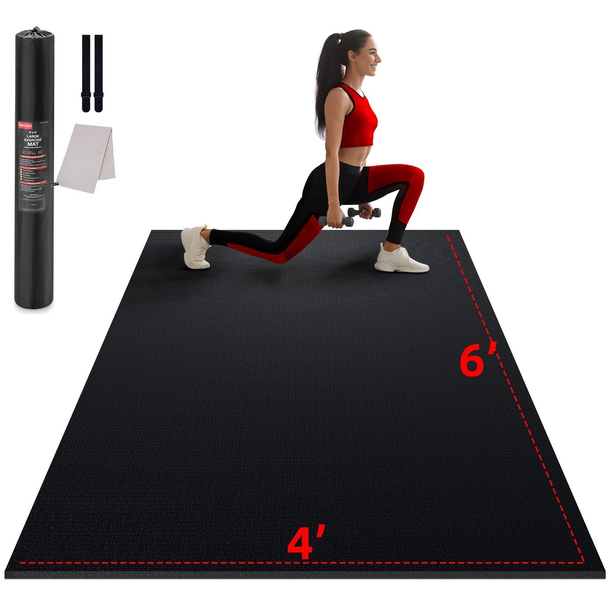 Large Exercise Mat for Home Workout,12'x6'/10'x6'/9'x6'/8'x6'/7'x5