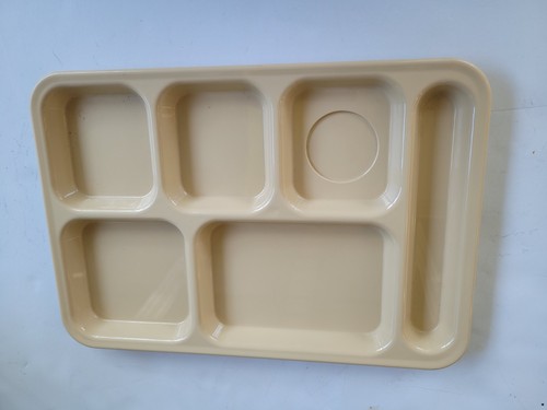 CARLISLE 6 Beige Compartment Divided Cafeteria School Daycare Camping Food Tray - Picture 5 of 8