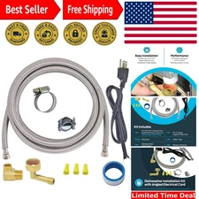 6 Ft Dishwasher Install Kit - Stainless Steel Braided Line & Connectors