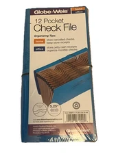 Globe-Weis 12 Pocket Check File Expanding Accordion MM71-Home/Office/Receipt NIP