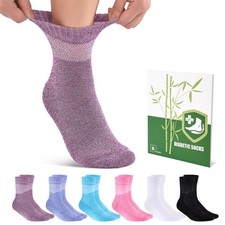Cirorld Bamboo Viscose Diabetic Socks for Women, 6 Pairs Large, Multicolor