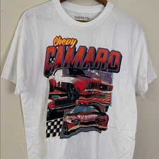 Chevy Camaro white cotton short sleeve Tee Chemistry Branded General Motors LG