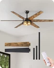 70" Large Farmhouse Ceiling Fans with Lights and Remote,10%-100% Dimmable, Wood