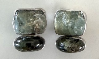 Vintage Rebecca Collins Sterling Silver Natural Stone Earrings