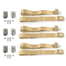 JP Commando 1966 - 1973 Std. 2pt Tan Lap Bench Belt Kit w/Brackets-3 Blts 