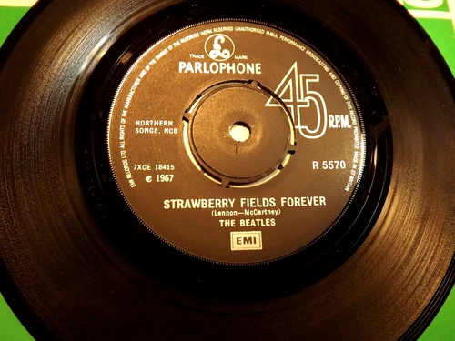 45rpm vinyl record...The Beatles...Strawberry Fields Forever/Penny Lane..60s Pop
