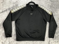 Nike Sweatshirt Womens Medium Black Gold Center Swoosh Crewneck BV3443-011