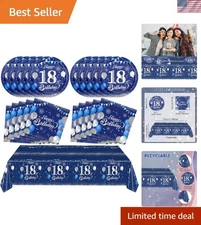 Birthday Decorations Kit Navy Blue Silver 18th Tableware Party Supplies