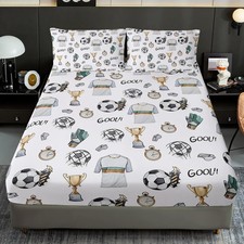 Cartoon Soccer Bedding Bed Sheets Set for Boys Room Decor Twin Size,Football ...
