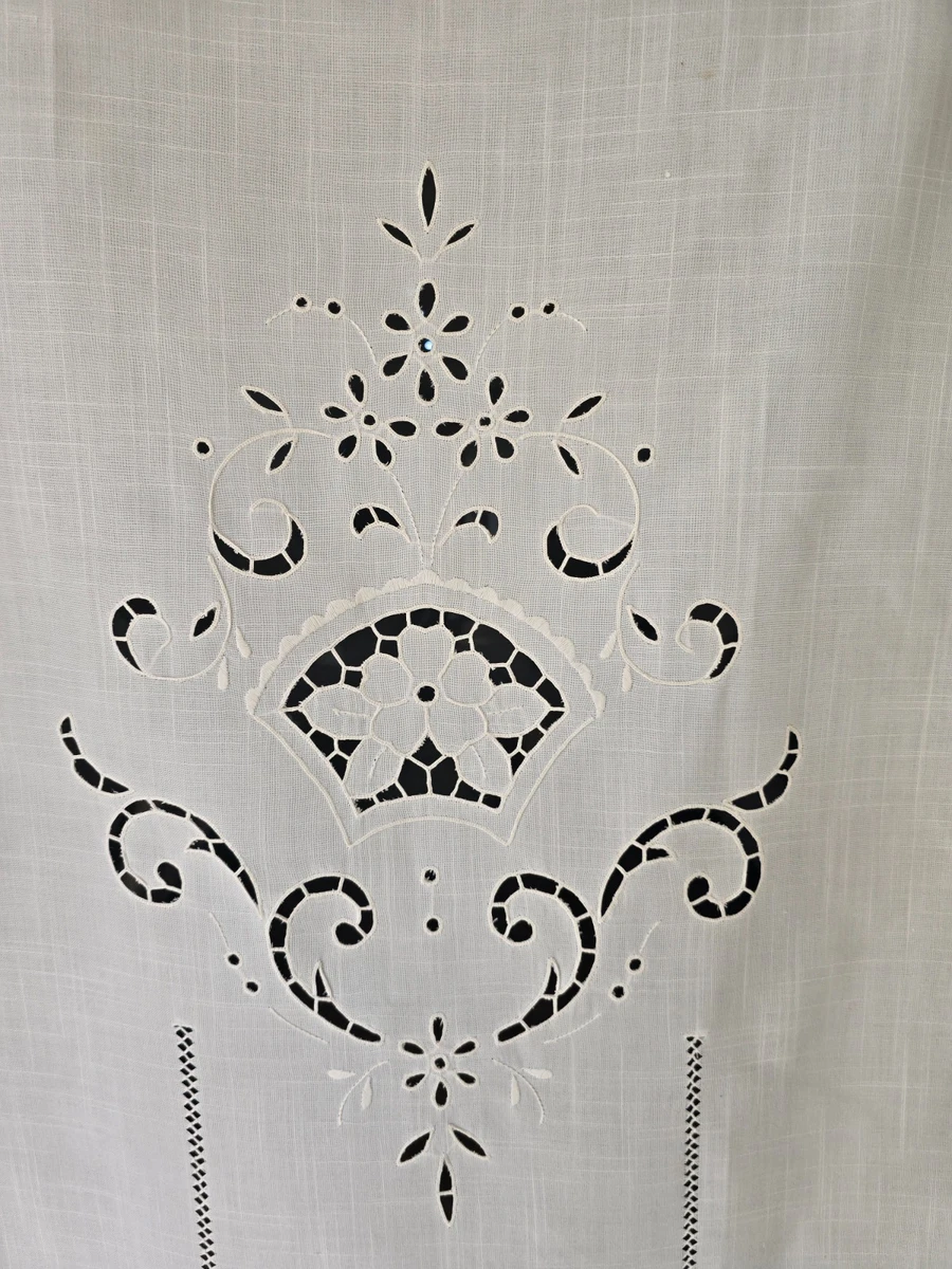 Elite Tenda In Puro Lino 210x300 Cm Con Lavorazione A Mano Di Ricami Ed Intagli Colore Bianco Rs675 P 233814
