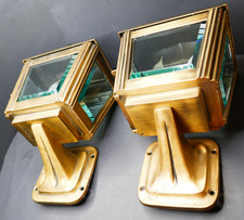 Art Deco sconce Brass & Glass Light Wall Pair Vintage BIONDAN BEVELED GLASS