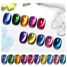 Cat Eye Gel Nail Polish 10 Colors Blue Green Red with Base Coat Top Coat Magn...