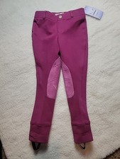 Nwt Tuff Rider Breeches Purple Plum Size 4 Pant Youth Kids Knee Patch
