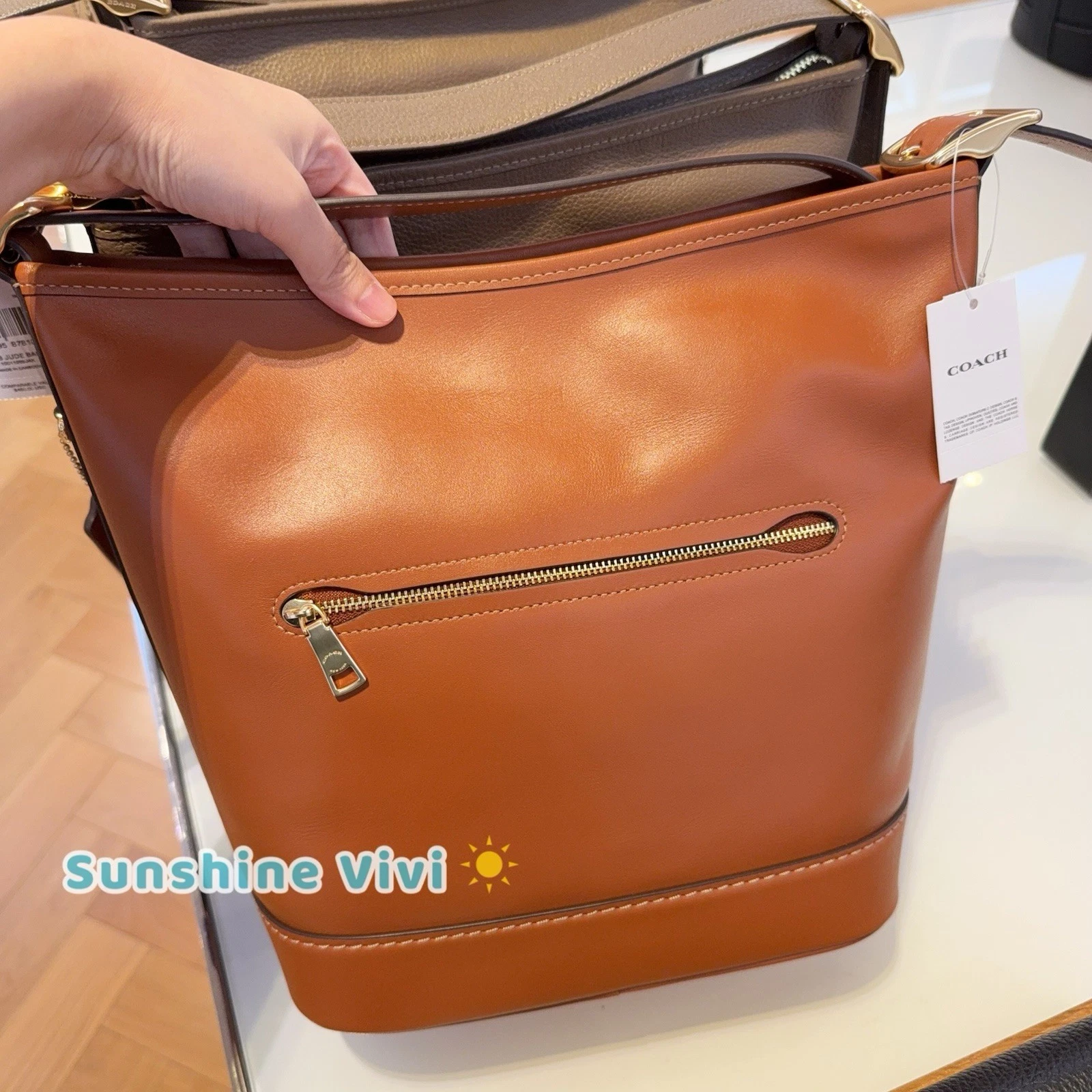 Borsa Coach Jude nuova con etichetta limitata in pelle CBH19 marrone marrone chiaro