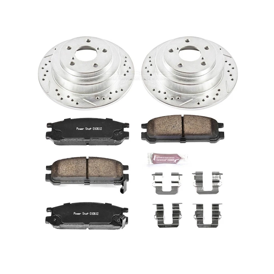 K448 Powerstop Juego de 2 Ruedas Disco de Freno y Kits de Pastillas Traseras para Subaru Legacy 90-99 Foto 3 de 3