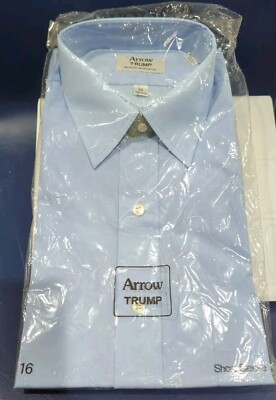 VIN. ARROW Trump Button UP Mens  Shirt COLLARED SHORT SLEEVE  Light Blue SIZE 16