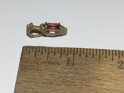 14 Kt Yellow Gold Pendant With Oval Pink Tourmaline Stone - Picture 9 of 11