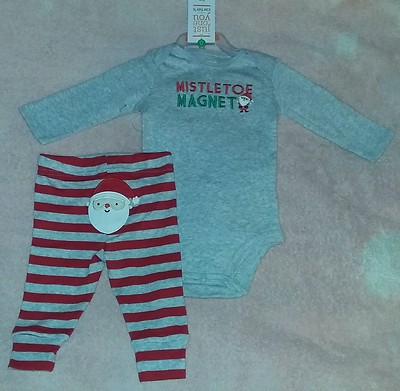 Nwt carters just one you 3 Month Baby Boy Christmas /"Mistletoe Magnet/" outfit
