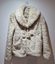Red Herring Cream Faux Fur Jacket Size 8 Small