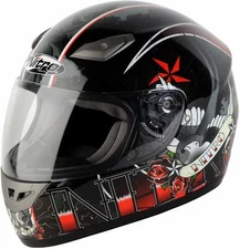 Nitro Tattoo Full Face Street Helmet, Pearl White or Black/Red, DOT, New, Sale!