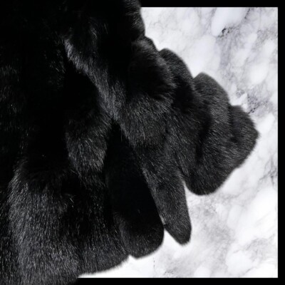 Belle Vison Saga Fox Fur Half Coat Mid Length Size-XL Black