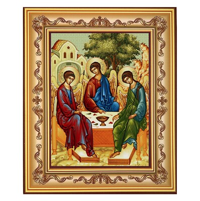 Holy Trinity Icon Orthodox Gifts  Framed Wall Hanging With Stand 7 3/4''
